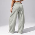 thumbnail image 4 of RUTAYY Women's Pants Elastic Drawstring Waist Wide Leg Solid Color Side Pockets Casual Trousers Light Gray, 4 of 5