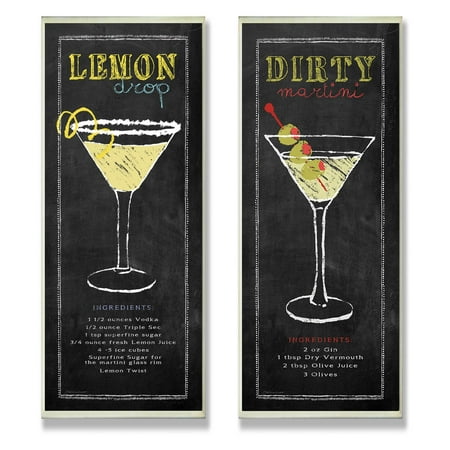 The Stupell Home Decor Collection Lemon Drop And Dirty Martini Chalkboard Wall Plaque - Set of (The Best Lemon Drop Martini)