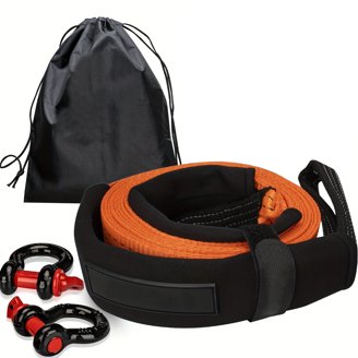 Heavy Duty 3" X 30ft Tow Strap With Loops & D-Rings - 26,455 Lb Break Strength For Recovery 1 thumbnail image
