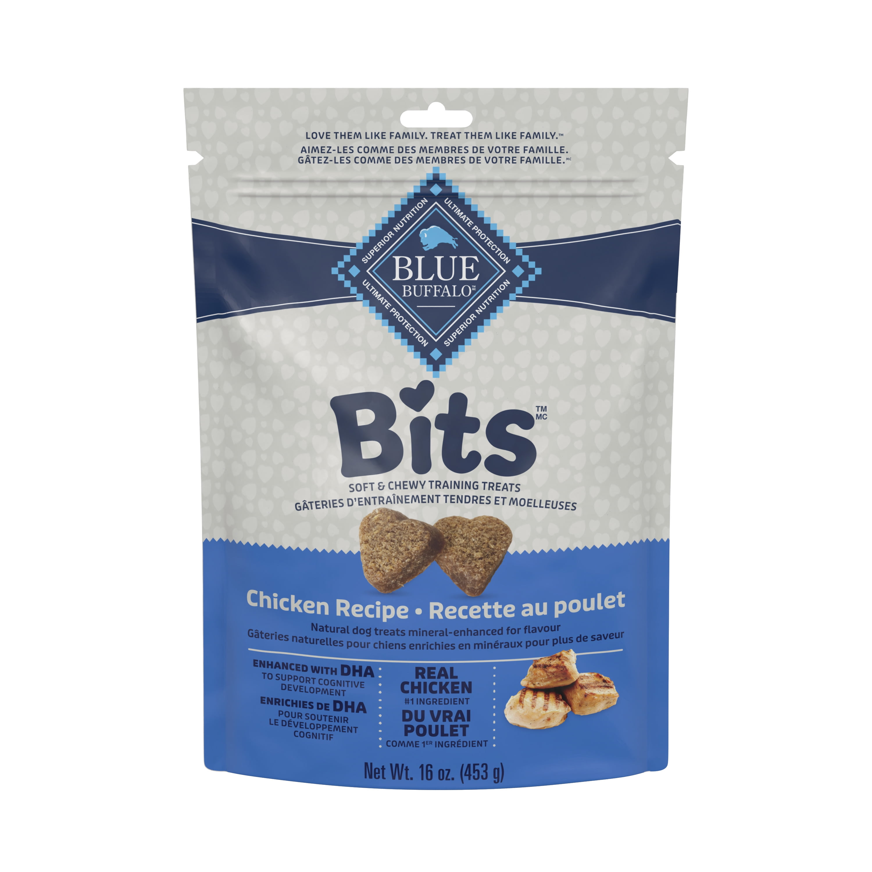 Blue Buffalo Bits Soft Dog Treats for Training, Enhanced with DHA, Chicken Recipe 16-oz bag