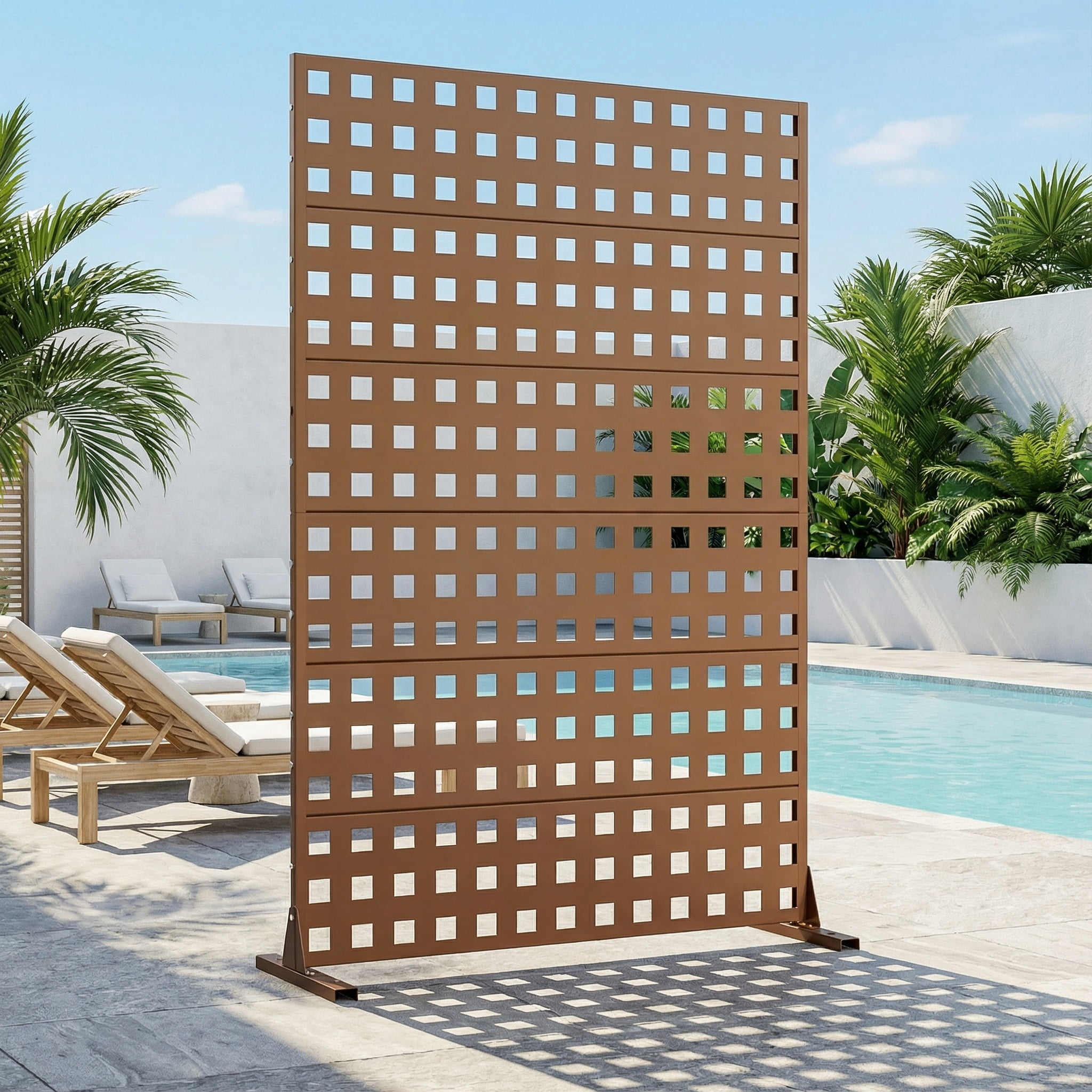 Privacy Metal Screen Fence Panel Horizontal Stripe Pattern