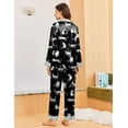 thumbnail image 3 of Ekouaer Silk Pajamas for Women Funny Graphic Pajama Set Satin Pj Sets Long Sleeve Lounge Set Button Down Sleepwear Cheetah Print Pajamas Small, 3 of 6