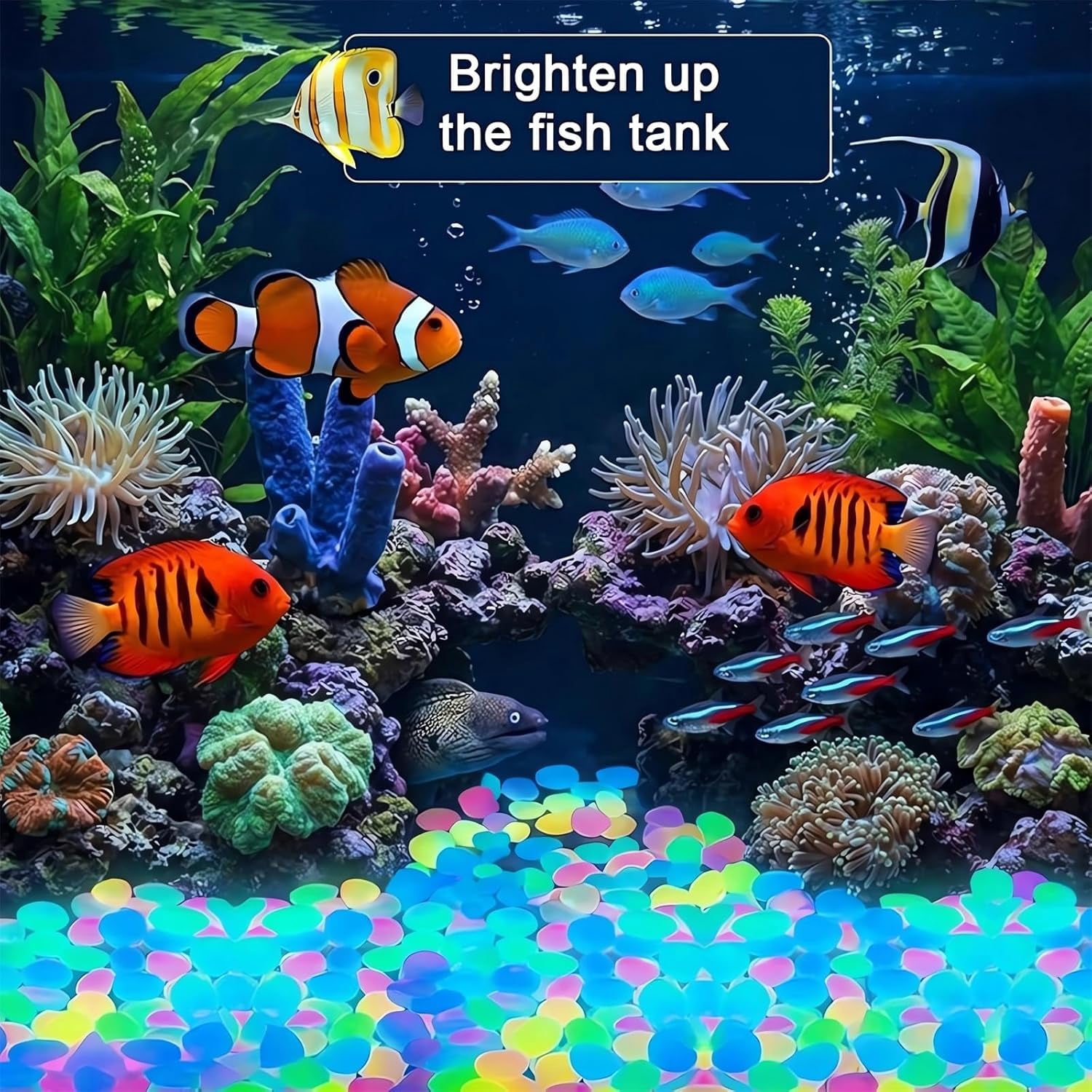 2026 Colorful Glow-in-the-Dark Garden Stones Night Guide Luminous Pebbles Rainbow Glow in the Dark Stepping Rocks Outdoor Landscaping Decor Glowing Stones Fish Tank Aquarium Decorations (600, Blue)