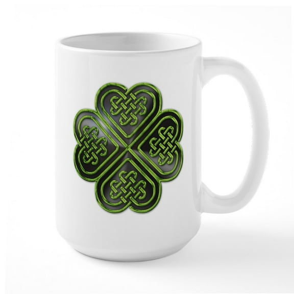 CafePress - Celtic Knot Shamrock Large Mug - 15 oz Ceramic Large White Novelty Mug