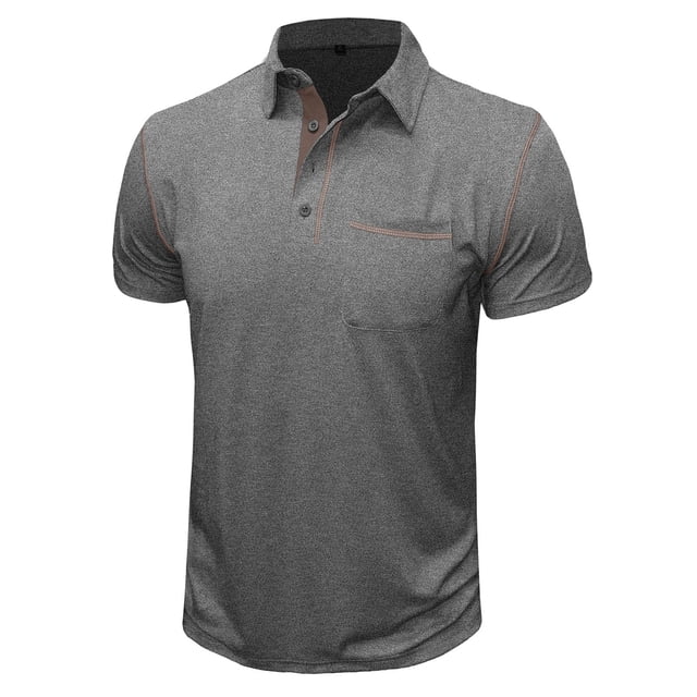 Dvkptbk Hommes Manches Courtes Uni Décontracté Mode Col Rabattu Chandail Boutons T-Shirt Blouse en Liquidation