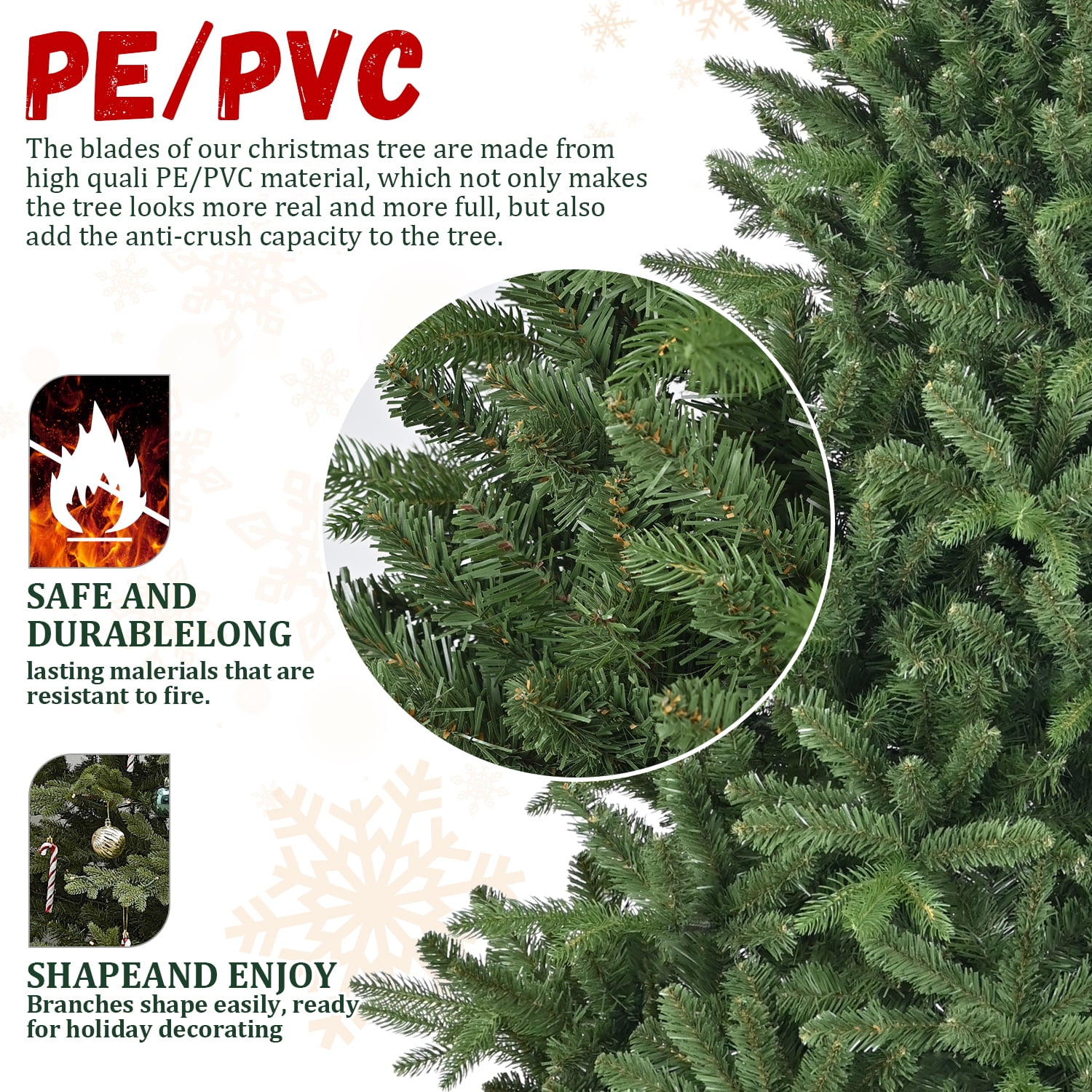 6ft Lush Christmas Tree with 1168 Tips Hinged Branches Metal Stand Indoor Holiday Decor