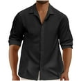 thumbnail image 1 of pstuiky manga larga para hombre, Camisa informal de moda para hombre, con cuello en V y mangas cortas, transpirable y con botones. Tops de hombre l, 1 of 5