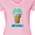 thumbnail image 4 of Inktastic Keep It Cool Melting Earth Ice Cream Cone Women's V-Neck T-Shirt, 4 of 5