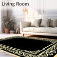 thumbnail image 2 of ODIKA 6'x9' Machine Washable Non-Slip Area Rug, Heritage Rococo Lattice with Botanical Accents and Curved Motif Framework High Traffic Rug with Pad, Black, 462812, 2 of 8