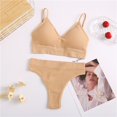 thumbnail image 1 of Conjunto de ropa interior de 2 piezas para mujer, conjunto de sujetador sin costuras, sujetador sin aros, ropa interior femenina Sexy de cintura alta, lencería Bralette básica cómoda Tan Jianjun  unisex, 1 of 2