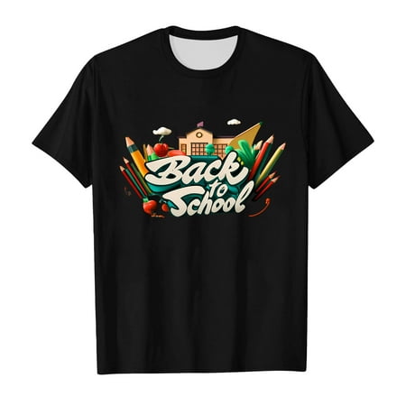 

School Season Girls T Shirt Summer Kids Short Sleeve Tops Back to School Printed Daily Casual Style 4 under Girls Undershirts 2t Girl Toddler Undershirts Shirt Bulk Toddler Long Sleeve Shirt Girl