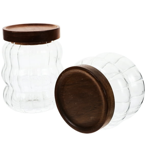 Worgeous 2Pcs Glass Canister with Lid Airtight Sealed for Kitchen Home Clear Coffee Canister for Households Businesses