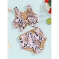 thumbnail image 2 of Bagilaanoe Toddler Baby Girls Swimsuits 2 Piece Bikinis Set Floral Print Tankini Tops + Shorts 6M 12M 18M 24M 3T 4T Kids Swimwear Bathing Suit Beachwear, 2 of 8