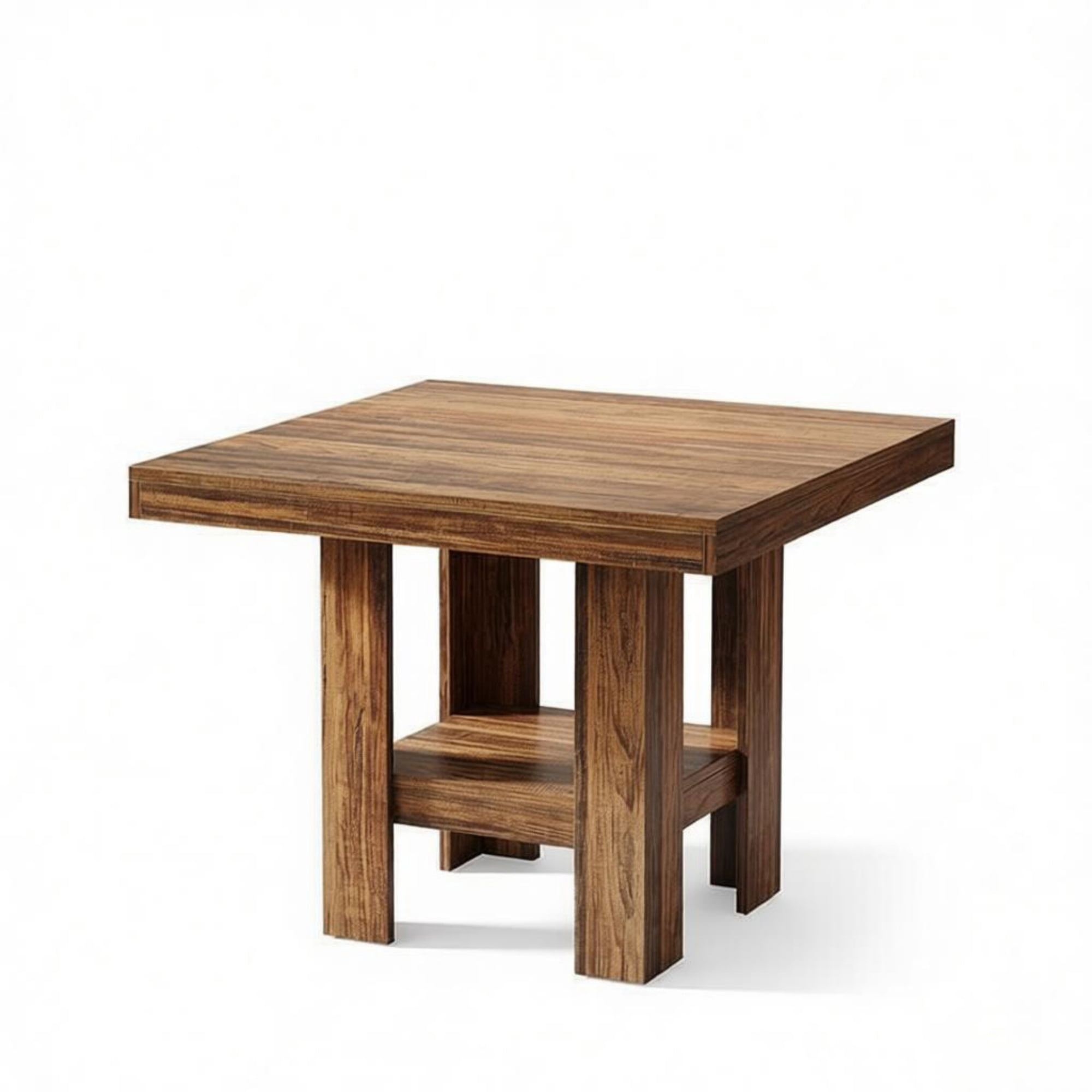 Compact Dining Table with Lower Storage Shelf, Sturdy MDF Multi-Purpose Table for 4 People Small Apartment Kitchen Office Gaming