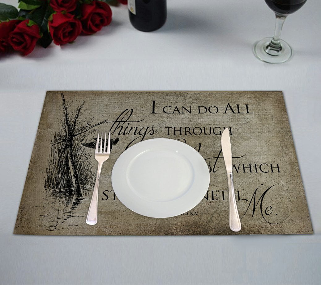 GCKG Inspirational Placemat, Bible Verse Placemat 12x18 Inch,Set of 2