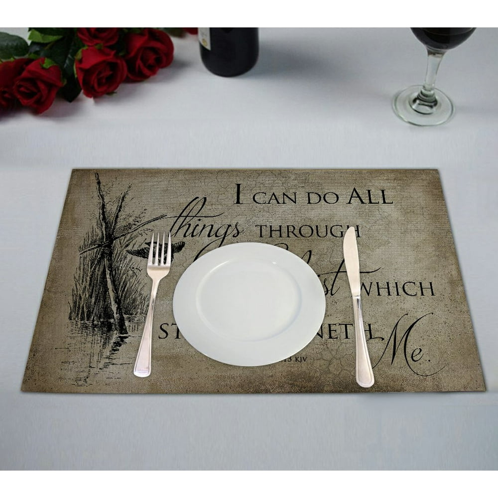 GCKG Inspirational Placemat, Bible Verse Placemat 12x18 Inch,Set of 2