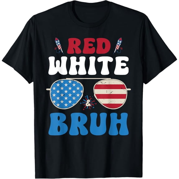 Hot Trending T-Shirt With Red White And Bruh Patriotic Boys 4Th Of July 2025 Fun Kids T-Shirt Design Preview Only