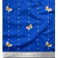 thumbnail image 1 of Soimoi Blue Cotton Poplin Fabric Dot & Honey Bee Insect Print Sewing Fabric Yard 56 Inch Wide, 1 of 3