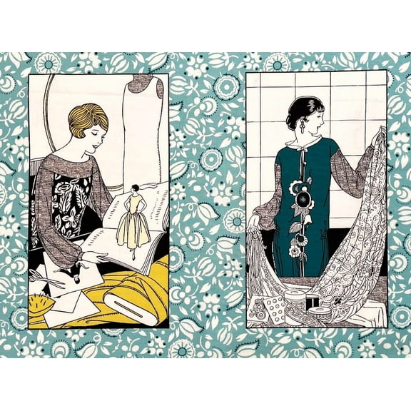 1 Panel – Vintage Sewing Dressmaking Block Cotton Fabric Quilt Panel (Great for Quilting, Sewing, Craft Projects, Wall Hangings, and More) 24" X 44"