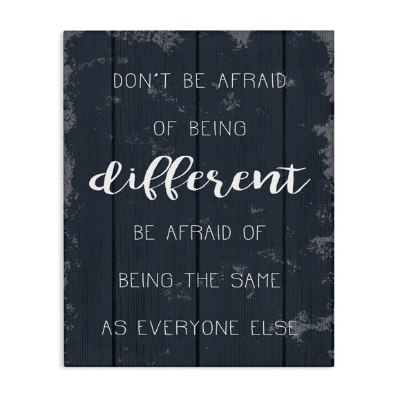 Stupell Industries Farmhouse Don't Be Afraid Blue Wood Texture Inspirational Word Design Canvas Art, 16 x 20, by Lil' Rue