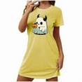 thumbnail image 3 of Aobny Festival House Dress Women Ghost Yellow Pajamas Short Sleeve Crew Neck Short House Dress for Women,XL, 3 of 4