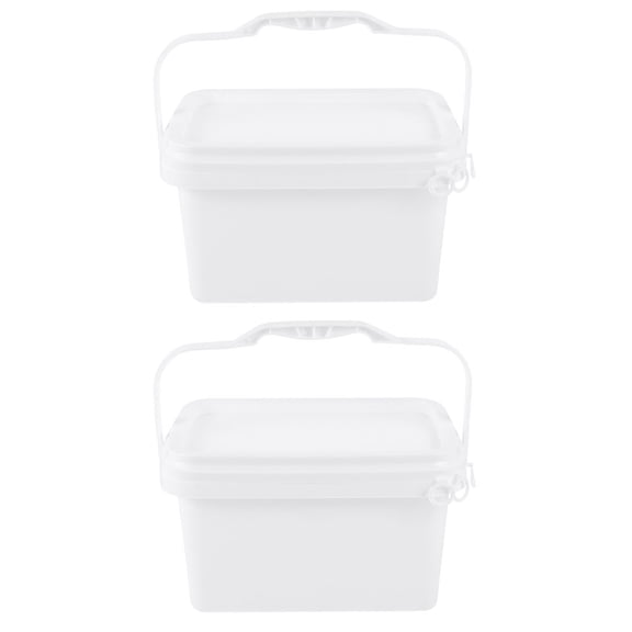 SOPOTUTU 2-Pack White Plastic Paint Buckets Lids and Comfortable Handles, Lightweight for Home, , and