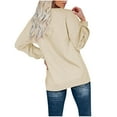 thumbnail image 4 of Tawop Hoodless Sweatshirt for Women Women Tops Sweatshirt Long Sleeve V Neck Solid Casual Beige L, 4 of 7