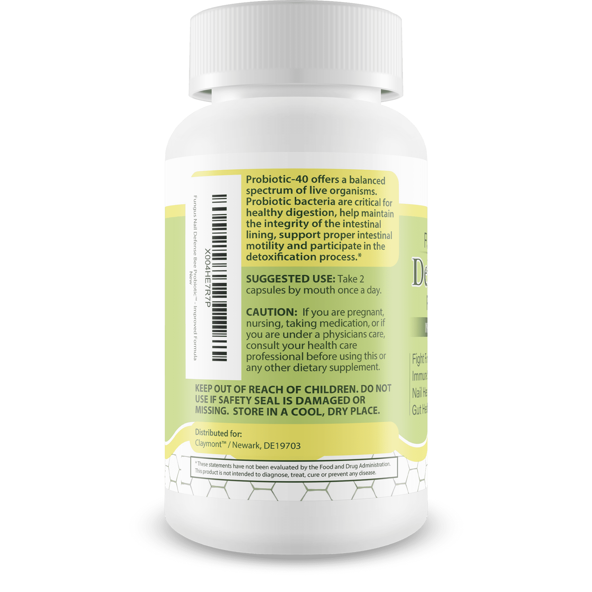 Fungus Nail Defense Bee Probiotic - Improved Formula - Our Best Skin, Candida, & Toenail Fungus Probiotic - Our Best Nail Fungus Treatment for Toenail - Orly Nail Defense Fungus Nail Fungus Treatment
