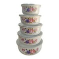 thumbnail image 3 of Fiocias 5 Pieces Mixing Bowl Set Food Storage Container Multipurpose Enamel Covered Bowl Rose, 3 of 9