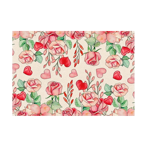 Romantic Party Table Decor - Valentine's Day Placemats Set for 2,Anniversary Dinner,Kitchen Tabletop Decoration & Gift Idea