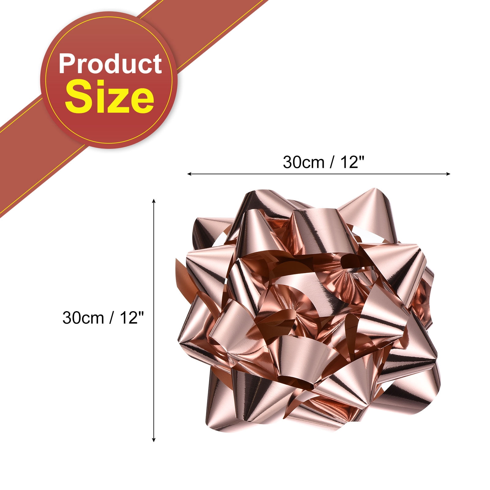 Uxcell 12 Inch Large Gift Bow Metallic Christmas Bows Rose Gold for Gift Wrapping