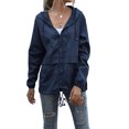 thumbnail image 1 of Sonducket Chubasquero Ligero para Mujer Impermeable Con Capucha Cortavientos para Exteriores Plegable Senderismo Camping Damas Trajes, Negro, S Prendas para la parte del cuerpo Azul oscuro XXL, 1 of 6