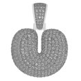 thumbnail image 4 of Collar con cadena de cobre trenzada y colgante de piedra de circonita Yuxing 26 letras 'u' 18 k en platino, 4 of 4