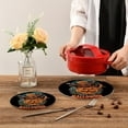 thumbnail image 7 of GZHJMY 2PCS Spooky Masked Man Comes Out of A Pumpkin Trivets Pot Holders Set and Placemats Set, Table Mats for Cooking and Baking, Cotton Braided Hot Pads, 7.09"+9.45", 7 of 7