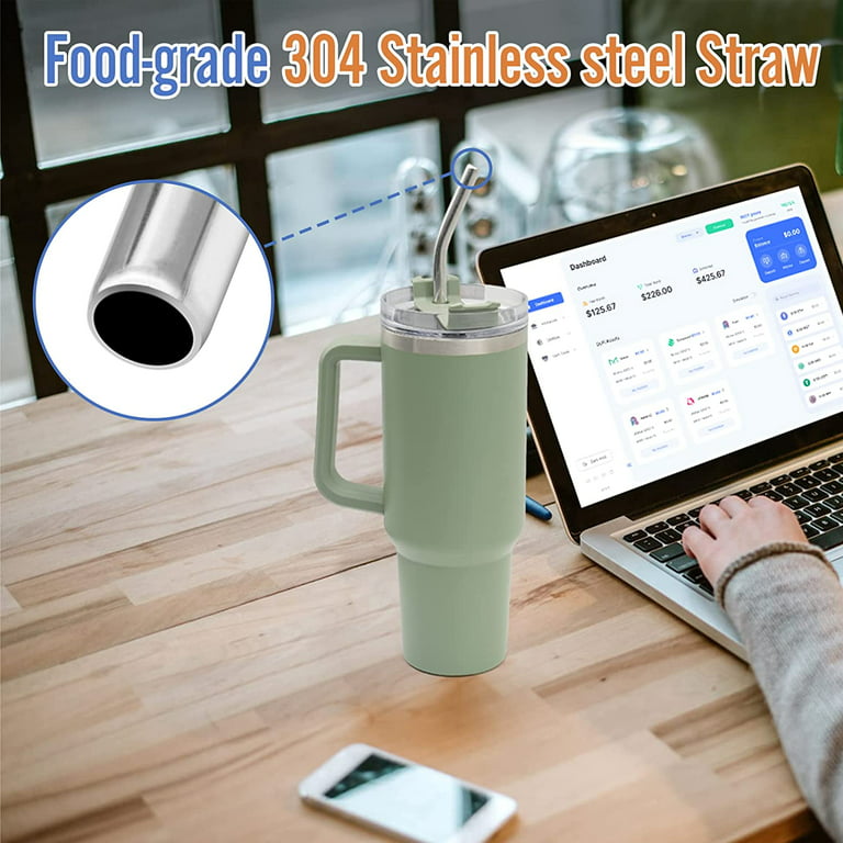 6 Pack Replacement Stainless Steel Straws Compatible with Stanley