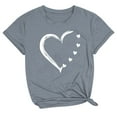 thumbnail image 1 of Bowake T-Shirt de la Saint-Valentin pour Femmes T-Shirt Mignon Imprimé Cœur Manches Courtes Col Rond Graphique Gris, 1 of 3
