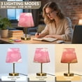 thumbnail image 3 of Tapered Desk Lamp with Antique Brass Base Table Lamps Dimmable LED Bulb Button Switch Night Light Pink Dreamy Heart Small, 3 of 8
