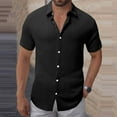 thumbnail image 2 of Men's Casual Shirts Wrinkle-Free Untucked Short Sleeve Button Down Shirts Textured Vacation Summer Beach Wedding Tops, 2 of 7