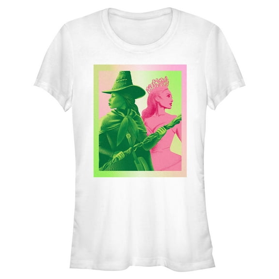 Junior's Wicked Elphaba and Glinda Gradient Frame Graphic T-Shirt