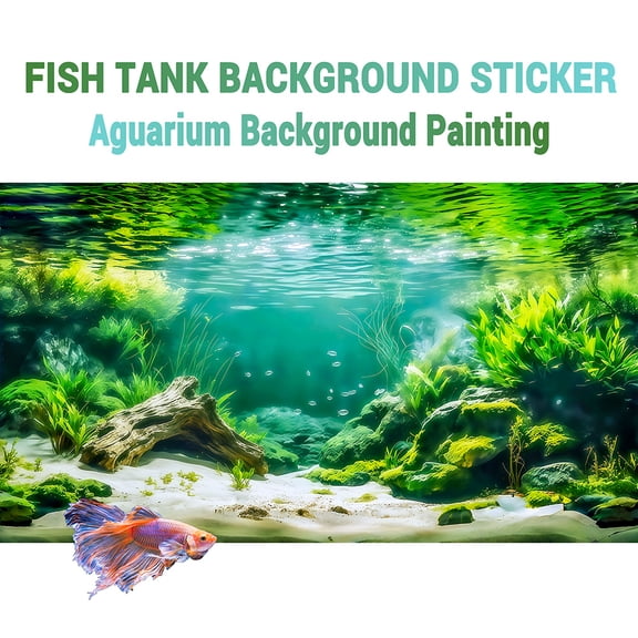Aquarium Background Sticker, River Bottom Landscape Decor, Front Self-Adhesive HD PVC Removable 2D Flat Sticker for Fish Tank & Reptile Terrarium