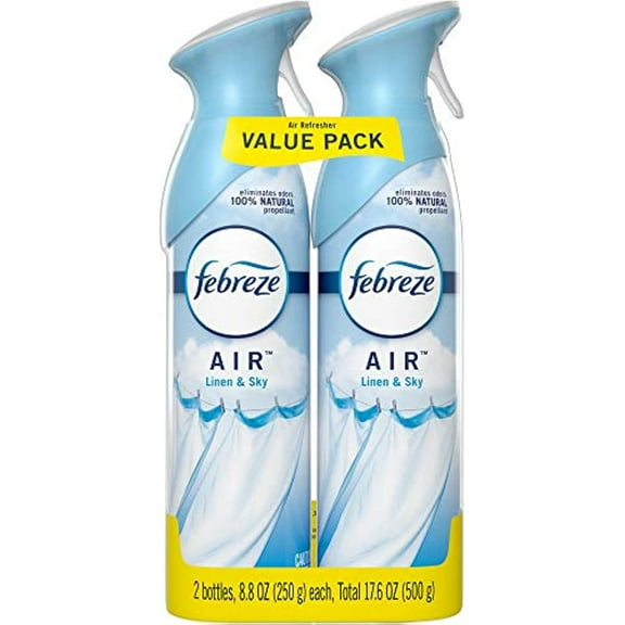 Febreze Air Freshener Spray, Linen & Sky, Odor Eliminator For Strong Odors, 8.8 Oz (2 Count) Multicolor