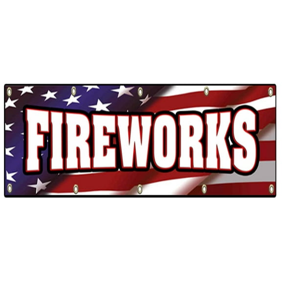 48"x120" FIREWORKS BANNER SIGN stand firework store signs July 4th fire cracker