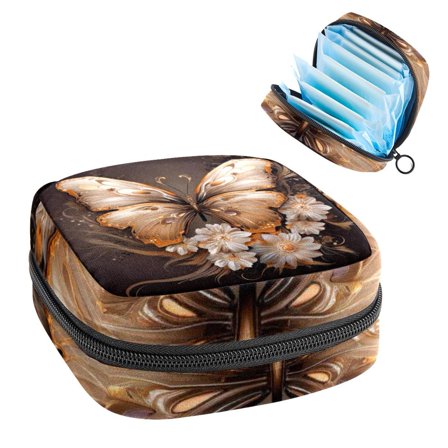 Butterfly Sanitary Bags Period Purse Small Storage Bag Organizers Ring Pouch Small Fabric Pouch Organizer for Sanitary Pads 4.7x6.6x6.6 in