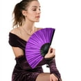 thumbnail image 3 of LmnLft Large Holographic Folding Hand Fan for Line Dancing, Clap Fans for Line Dancing, Foldable Craft Holding Vintage Retro Fabric Fans for Party, Dance Enthusiasts Gift, 3 of 5