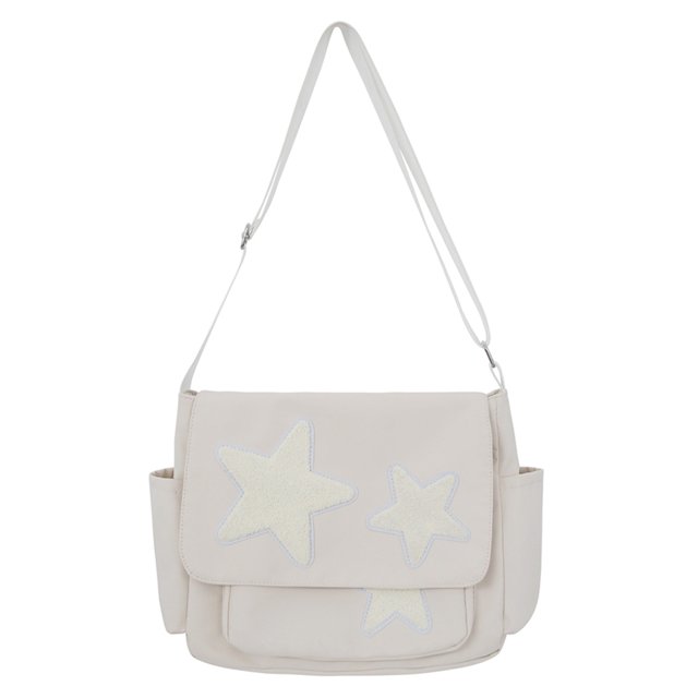 (Dentro Del Rango 30 * 20 * 3 CM Doblado Por La Mitad Y Empaquetado Herméticamente) 2302 Bolso Cruzado Un Hombro Informal Y Versátil Con Cinco Puntas Nailon Gran Capacidad para Mujer (Blanco)