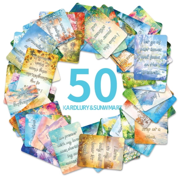 SunWMart Inspirational and Motivational Cards, Daily Affirmation Cards for Women, Self Care Cards with Positive Messages for Mindfulness Meditation 50 Single Sided Cards 3.5 x 2.5 Inch