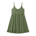 thumbnail image 5 of Women's V Neck Slip Dress Swing Ruffle Hem Dress with Bow Soft Breathable Relaxed Fit Loungewear Dresses for Women Olive Green S, 5 of 5
