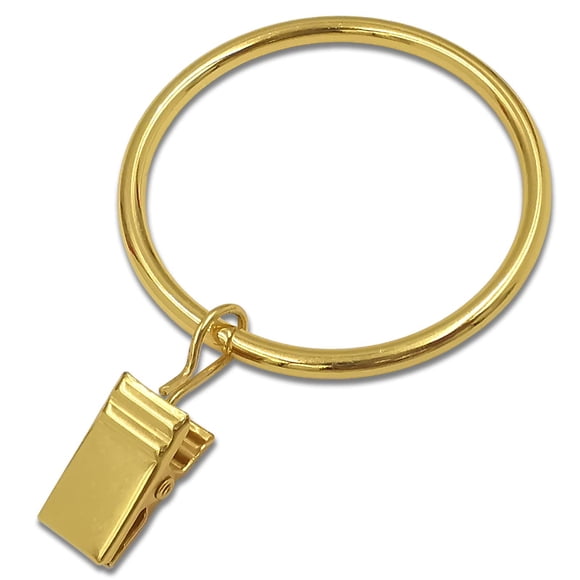 Anillos de cortina con clips WeeksEight, paquete de 20, dorados