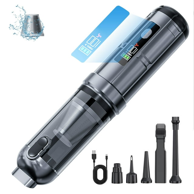 15000PA 3-Speed Cordless Handheld Vacuum Cleaner with Blower, 85W Powerful Suction, Reusable HEPA & Metal Filters, LED Battery Display, Lightweight 1.01lb, One-Click Emptying, for Car, Home, Pet