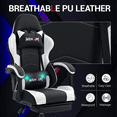 thumbnail image 6 of WENTUM  Ergonomic Reclining Gaming Chair with Linkage Armrests & Footrest, Racing Office Chair, PU Leather Computer Desk Chair, White, 6 of 8